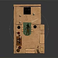 Cartoon Ancient Temple Interior Scene With Clay Walls Red Banners Green Carpet And Stone Altar