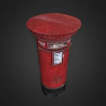 Traditional Red Post Box With Black Base And Ornate Design Details 3d model
