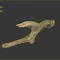 Natural Wood And Stone Decorative Branch With Green Accents And Textured Surface