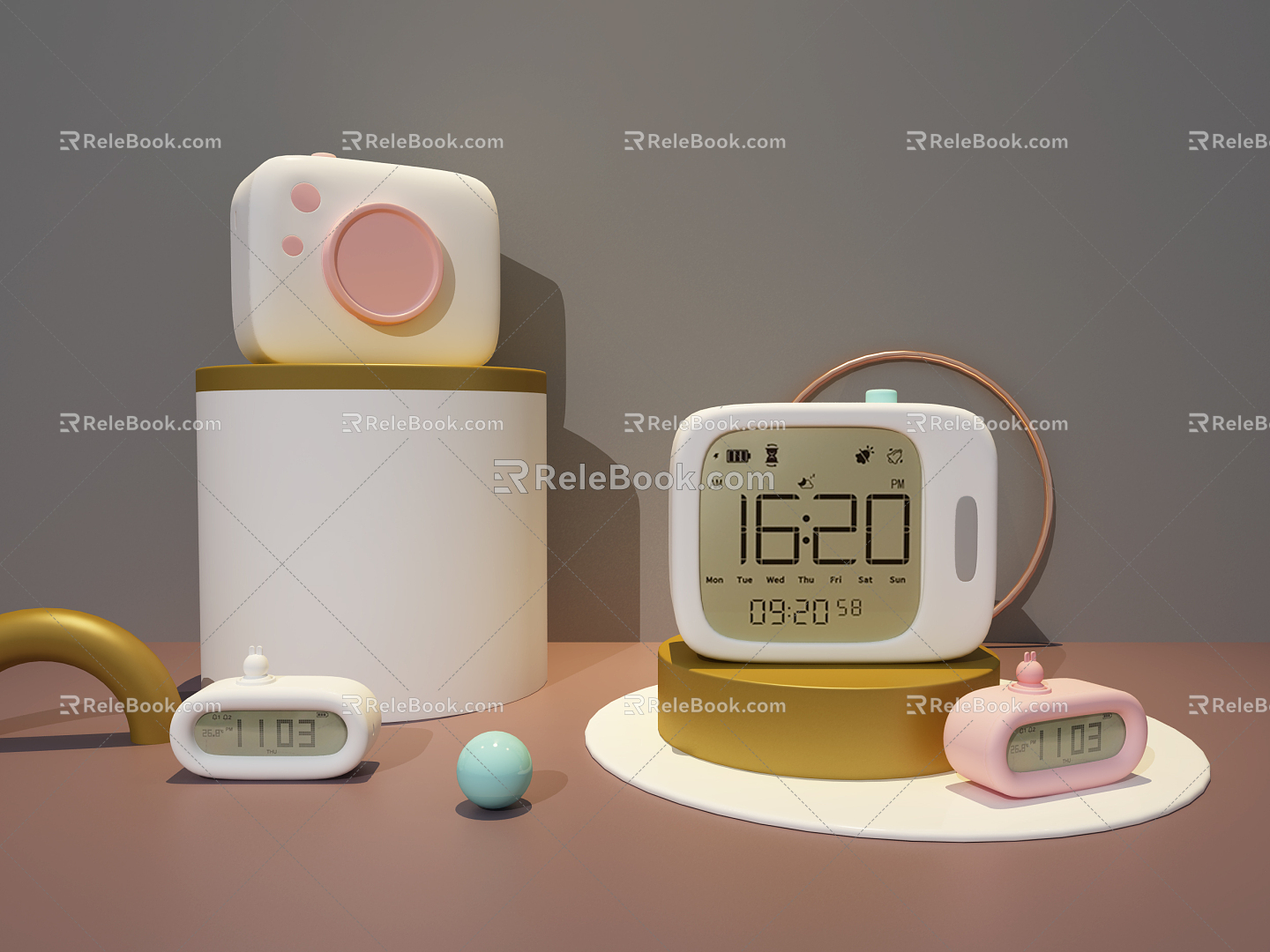 Modern alarm clock alarm clock home decoration desktop small gift 3d model