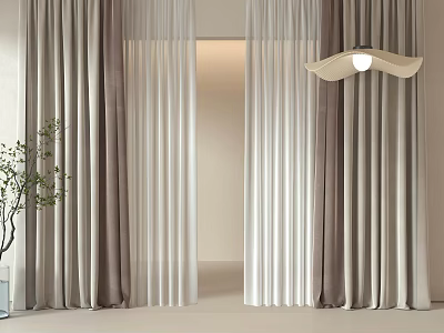 Modern Curtain Cream Wind Curtain Silent Wind Curtain Living Room Curtain Bedroom Curtain Gauze Curtain Cloth Curtain 3d model