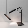 Minimalist Modern Black Lighting Combination With Hanging Standing Lamps And Square Base