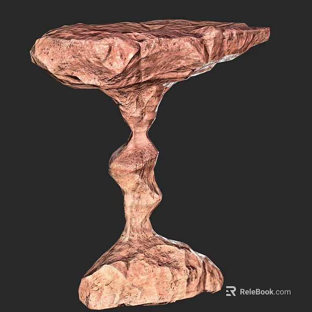 Rural Landscape Featuring Unique Balanced Red Brown Twisted Rock Formation 3d model 