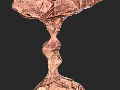 Rural Landscape Featuring Unique Balanced Red Brown Twisted Rock Formation 3d model