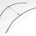Two Traditional Wooden Bows With String And Curved Structure For Archery