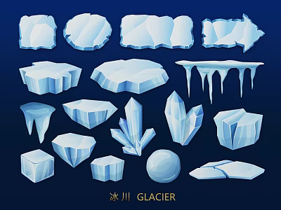 Glacier Inspired Wall Decor With Ice Elements And Crystal Shapes For Home Interior 3d model