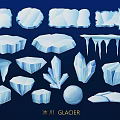 Glacier Inspired Wall Decor With Ice Elements And Crystal Shapes For Home Interior