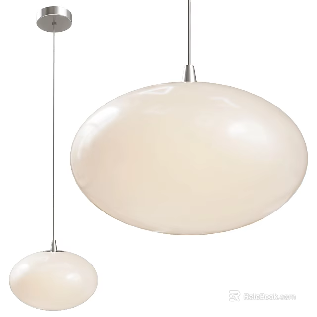 Beige Oval Modern Glass Hanging Pendant Lights for Interior Design 3d model 
