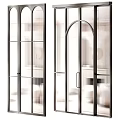 Modern Glass Hinged Door With Black Metal Frame And Arch Top Design Interior