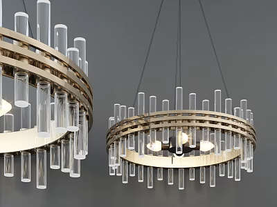 Modern Circular Chandelier With Glass Tubes And Metal Frame For Interior Lighting 3d model