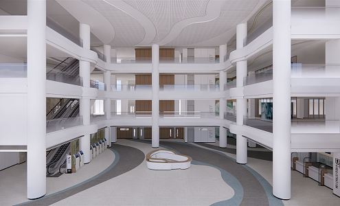 Modern Hospital Hall Hospital Outpatient Hall 3d model