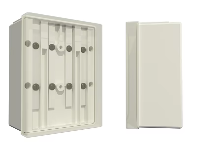 Industrial Equipment Enclosure Featuring White Housing Mounting Holes And Internal Structure 3d model