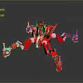 Red And White Mechanical Spider With Multiple Legs And Mechanical Joints 3d model