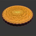 Homemade Freshly Baked Golden Round Tart With Intricate Spiral Swirl Design