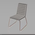 Modern Woven Chair with Light Colored Seat Backrest and Curved Metal Legs Design