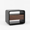 Modern Square Side Table With Black Frame And Wooden Drawer 3d model