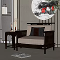 New Chinese-style Single Sofa 3d model