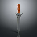 Medieval Sword Featuring Wooden Handle And Sharp Metal Blade Design 3d model
