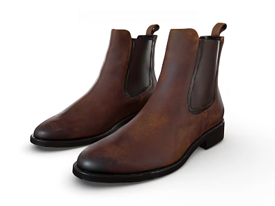 Brown Leather Chelsea Boots With Black Elastic Side Panels And Classic Design 3d model