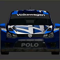 Volkswagen Polo Rally Car With Blue Stylish Livery And Sporty Rear Spoiler