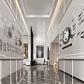 Elegant Marketing Center Interior Design With Chandeliers Reception Desk And Display Shelves