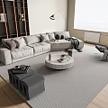 Sofa Coffee Table Combination Multi-person Sofa Leisure Sofa Floor Lamp Jewelry Ornaments 3d model