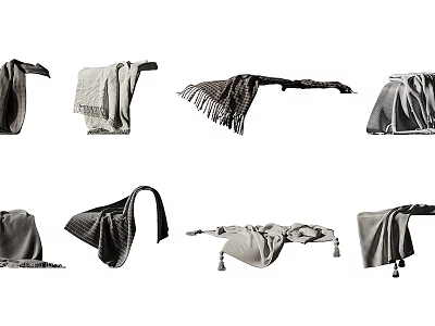 Diverse Fabric Products with Various Textures and Folded Styles in Neutral Colors 3d model