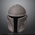Pink And Silver Textured Scifi Helmet With Black Visor And Armored Sides