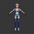Game and Movie Character Featuring Blonde Hair Crown Headpiece Purple Blue Outfit Shorts