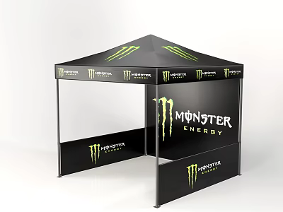 Monster Energy Branded Black Tent With Green Logo And Promotional Design 3d model