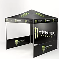 Monster Energy Branded Black Tent With Green Logo And Promotional Design