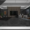 Modern Luxury Real Estate Sales Office Lobby With Glossy Marble Floor And Elegant Lounge Area