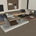 Japanese Style Living Room With Tatami Floor Cushions Throw Pillows And Fireplace