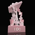 Pink 3D Structure With Eiffel Tower And I Do Sign Love Elements