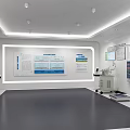 Modern Medical Examination Room With White Walls Dark Floor Digital Display And Advanced Equipment