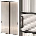 Modern Glass Room Dividers with Vertical Stripes and Metal Frame for Interior Space Partition