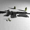 Tactical Assault Rifle With Magazine Bullets Grenade And Scope On White Background 3d model