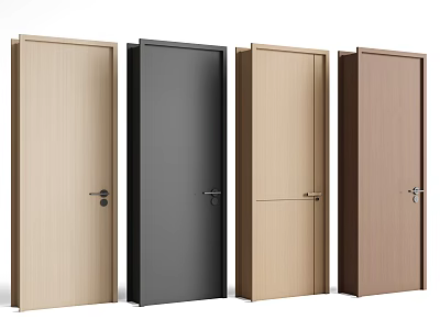 Modern Hinged Doors In Various Colors With Wooden Finish For Interior Design 3d model