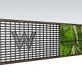 Modern Landscape Wall With Metal Grid Design Green Plant Decoration And W Letter