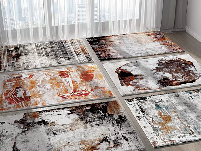 Colorful Abstract Square Rugs With Modern Art Patterns For Home Decor 3d model