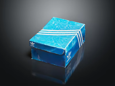 Adidas Blue Sneaker Box Featuring White Stripes And Brand Logo 3d model