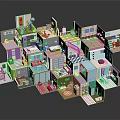 Colorful Cartoon Room Diorama With Multiple Furnished Spaces And Decorative Elements
