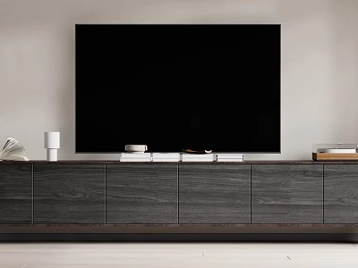 Modern Wooden TV Stand With TV Books Cup And Decorative Items 3d model