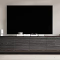 Modern Wooden TV Stand With TV Books Cup And Decorative Items