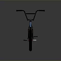 Blue BMX Bicycle With Black Handlebars Seat And White Rims Red Spokes