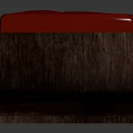 Modern Wooden Bench With Red Cushion And Stylish Curved Dark Frame