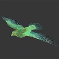 Flying Pigeon With Spread Wings And Green Feathered Neck On Gray Background With Reflection