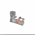 Mechanical Tool With Gray Body Red Components Yellow Knobs And Rotating Function