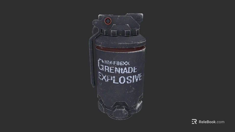 Infinidox Explosive Grenade With Safety Pin And Textured Surface Details 3d model 