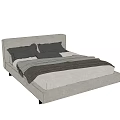 Modern Upholstered Double Bed With Gray Pillows And White Bedding 3d model